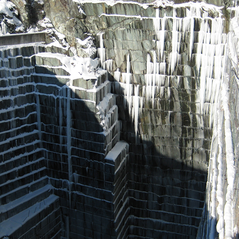 Vermont Verde Serpentine quarry in winter.