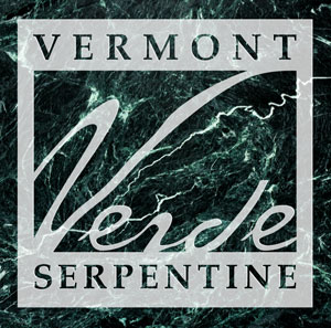 Vermont Verde Antique Serpentine dark green marble-like building stone Logo